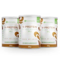 Kit 3 Proteínas V-protein Plant Based Doce de Leite 450g Bioroots