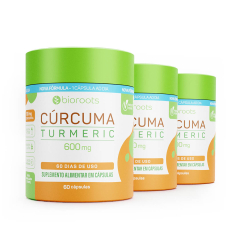 Kit 3 Cúrcumas Turmeric 600mg com 60 Cápsulas - Bioroots