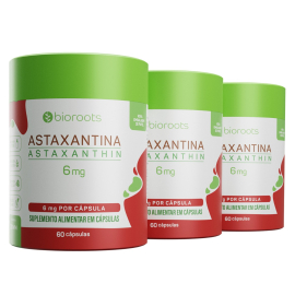 Kit 3 Astaxantinas Astaxanthin 6mg com 60 Cápsulas - Bioroots