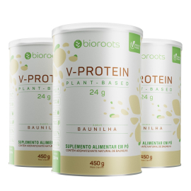 Kit 3 Proteínas V-protein Plant Based Baunilha 450g - Bioroots