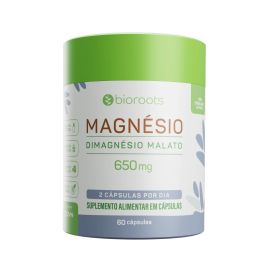 Magnésio Malato Vegan 650 mg com 60 cápsulas - Bioroots