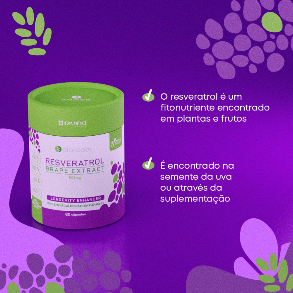 Resveratrol Grape Extract 80mg com 60 Unidades Bioroots