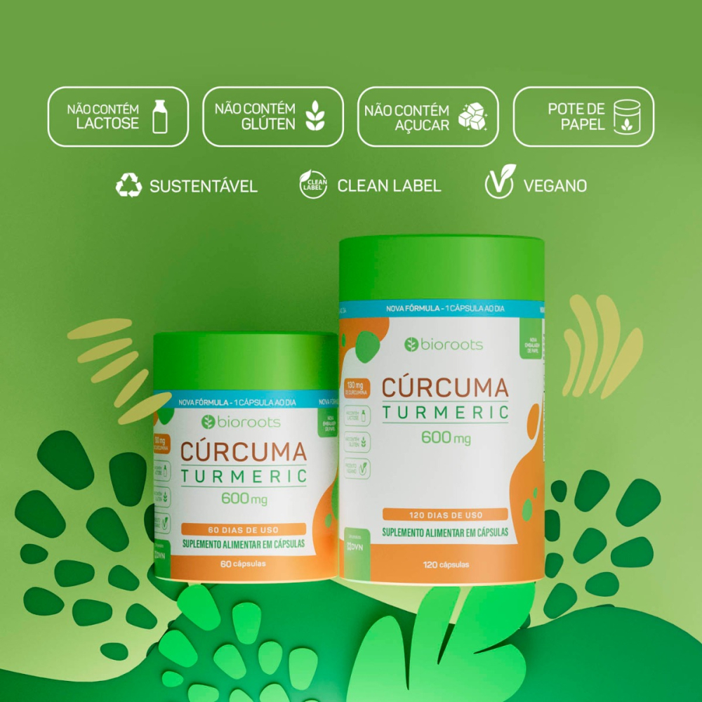 Cúrcuma Turmeric 600mg com 30 Cápsulas - Bioroots