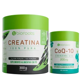 Combo Desempenho e Vitalidade - Creatina 100% Pura 300g + Coenzima Q10 200mg com 60 cápsulas - Bioroots